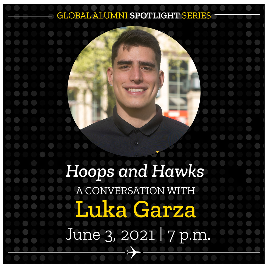 Global Alumni Spotlight Series "Hoops and Hawks: A Conversation with Luka Garza" promotional image
